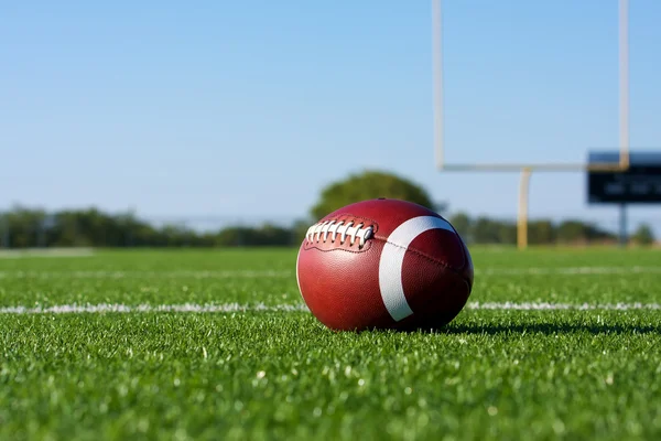 Football with the Goal Posts beyond — Stock Photo, Image