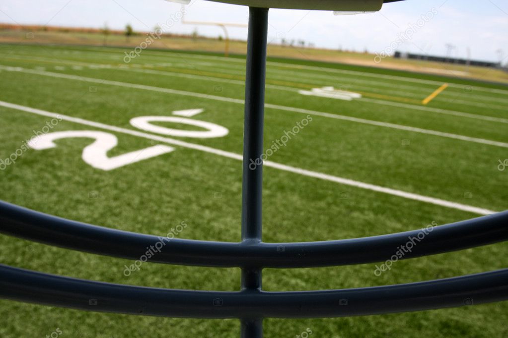 View of the Football Field from within the helmet