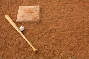 Baseball & Bat near Second Base clipart
