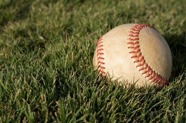 Baseball v outfield trávě — Stock fotografie