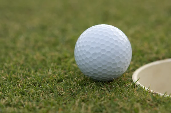 Golfball ordentlich im Pokal — Stockfoto