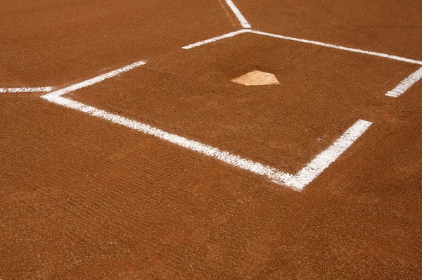 Campo da baseball a casa piastra — Foto Stock