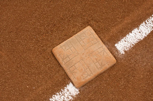 Baseball Base and Chalk Line — Stock Photo, Image