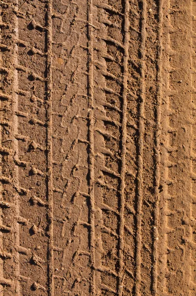污泥中的轮胎痕迹 — 图库照片