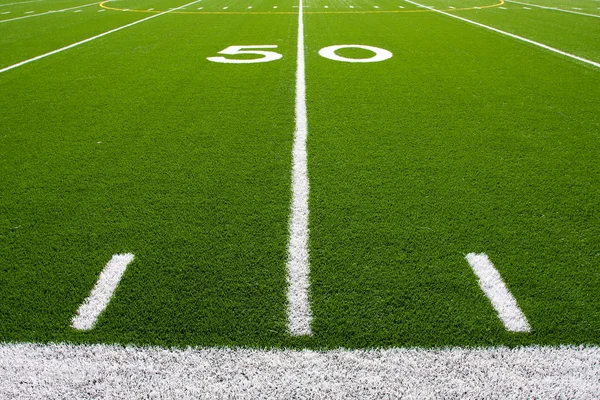 American Football Field Fifty Yard Line — Stock Photo, Image