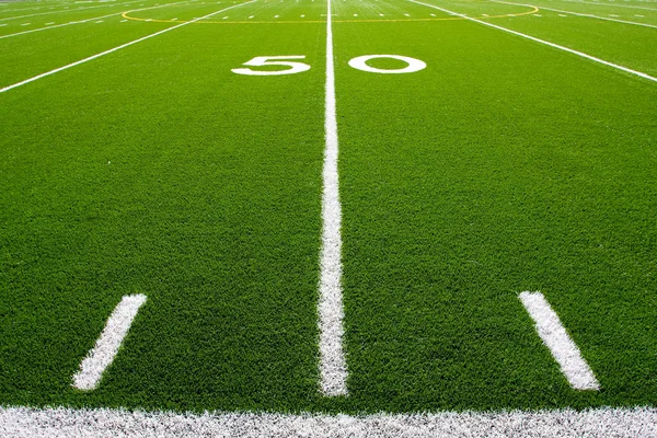 American Football Field Fifty Yard Line — Stock Photo, Image