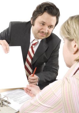 Woman talking to Insurance Agent clipart