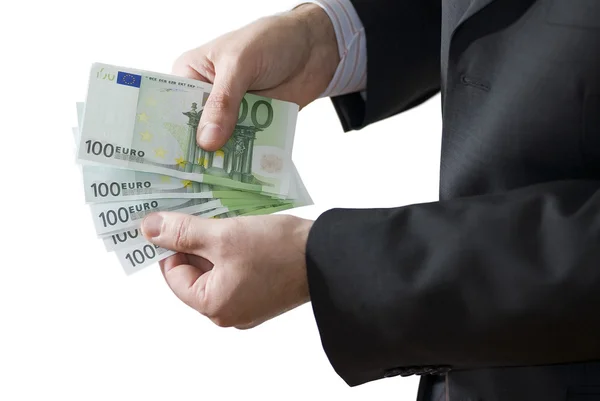Businessman hold money in hands — Stock Photo, Image