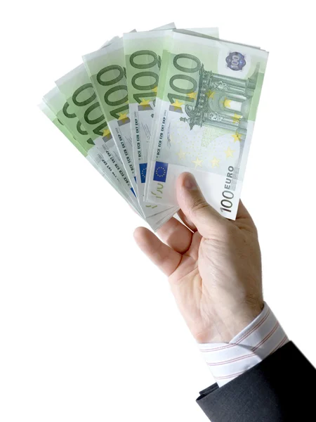Biznesmen trzymać pieniądze w ręce — Zdjęcie stockowe