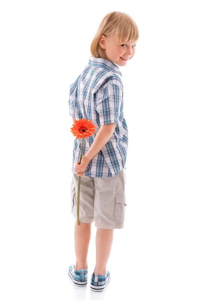 Παιδί με λουλούδι την άνοιξη — Φωτογραφία Αρχείου