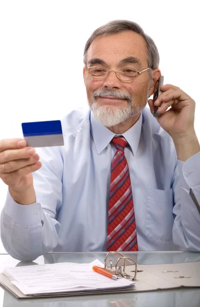 Pengusaha dengan kartu kredit. — Stok Foto