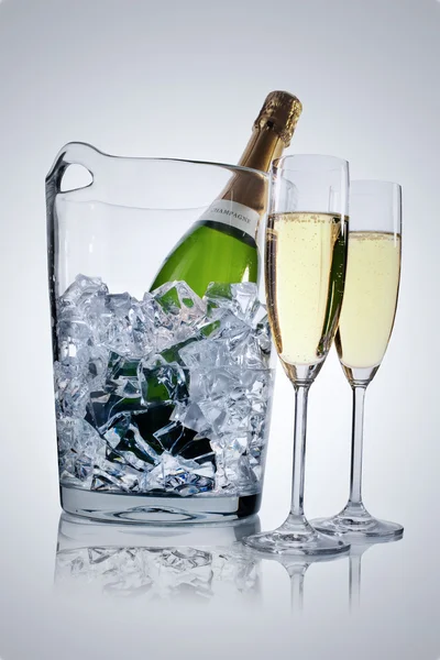 Champagne in ice cooler — Stock Photo, Image