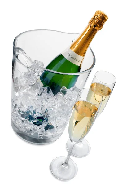 Champagne in ijskoeler — Stockfoto