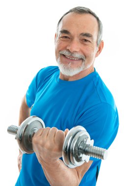 Senior with a dumbbell