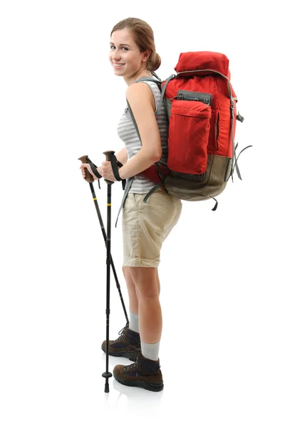 Mujer adolescente trekking — Foto de Stock