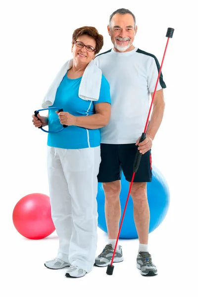 Starszy para w siłowni — Zdjęcie stockowe