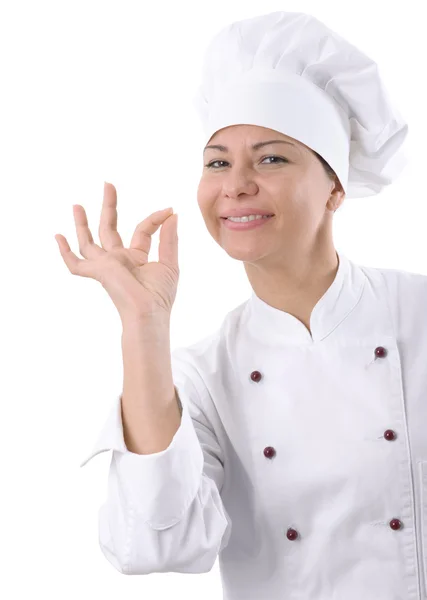 Portrét ženy šéfkuchaře — Stock fotografie