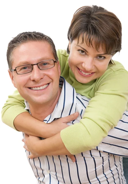Retrato de um casal sorridente se divertindo — Fotografia de Stock
