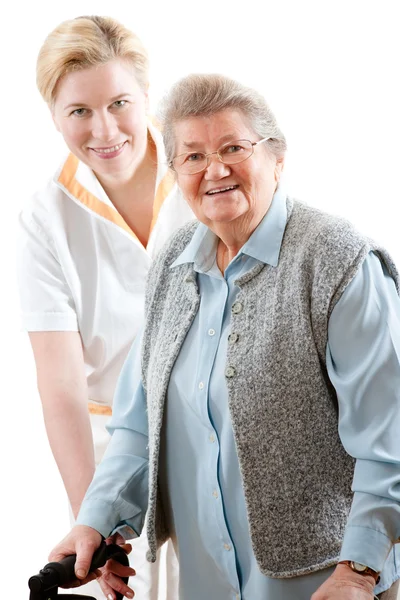 Trabalhadora da saúde e idosa — Fotografia de Stock