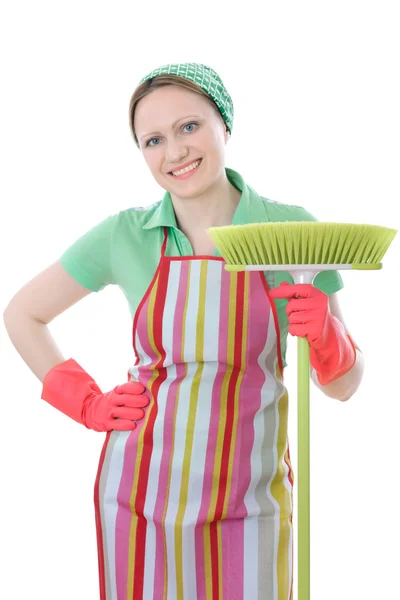 Мила жінка покоївка прибиральник — стокове фото