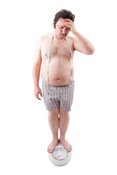 体重秤体重超重的人 — 图库照片