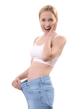 A slim young woman makes good diet clipart