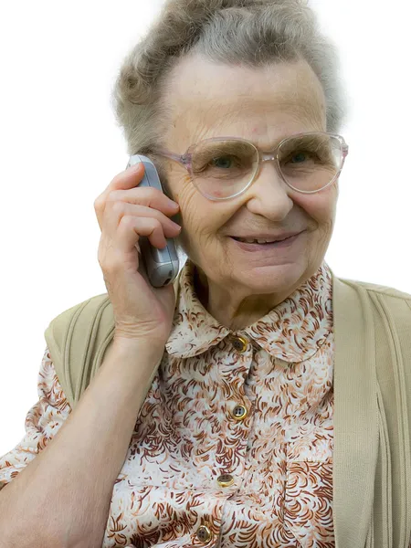 年配の女性が電話を使用して — ストック写真