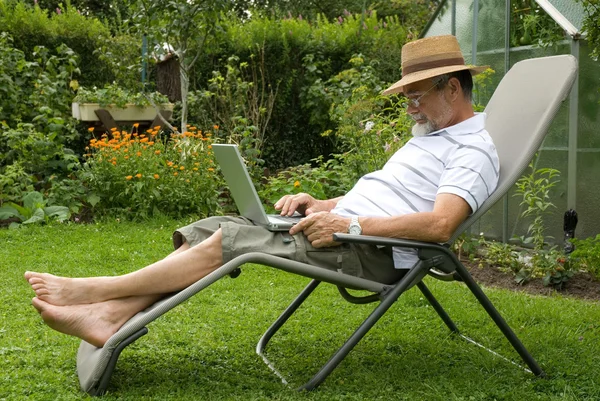 stock image Senior in garden