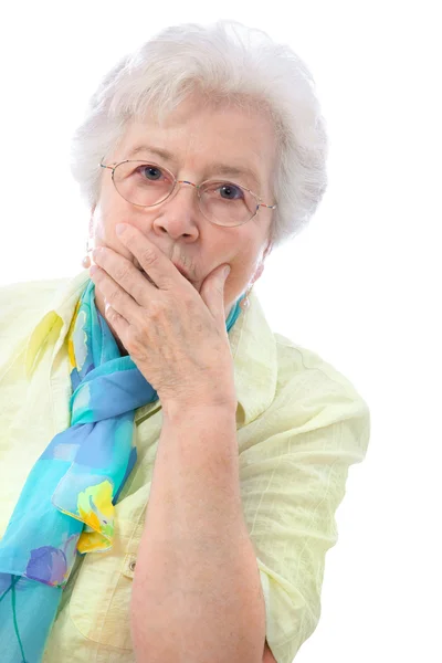 Překvapený starší žena — Stock fotografie