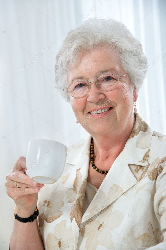 Senior woman enjoying a cup of tea