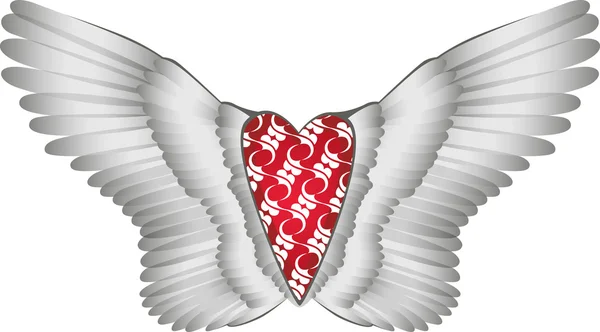 Piros szív Wings — Stock Vector