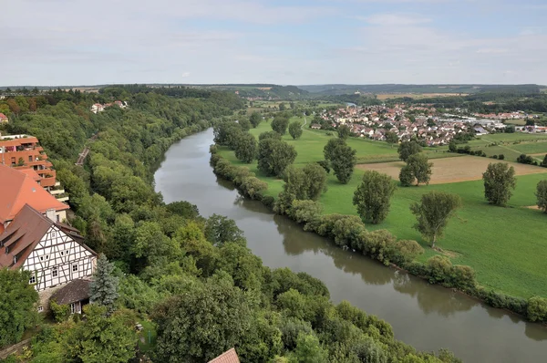 Rio Neckar, má pancada — Fotografia de Stock
