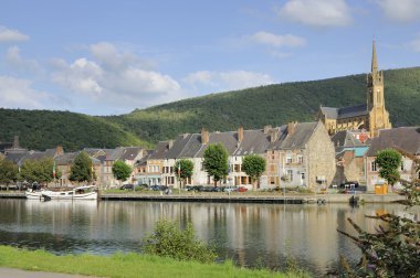 Fumay and meuse river, ardennes clipart