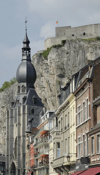 Notre dame and citadelle, dinant — Stock Photo, Image
