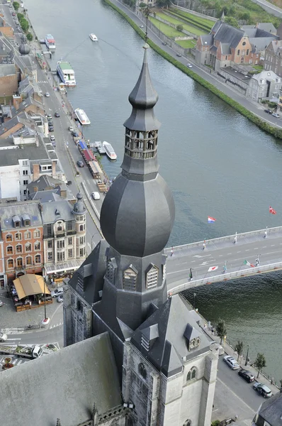 Bell tower and meuse, dinant — Stock Photo, Image
