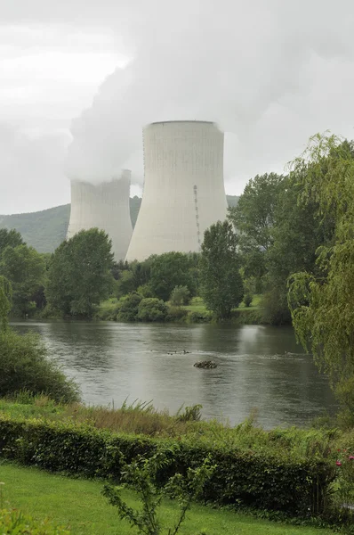 stock image Nuclear plant and meuse, ardennes