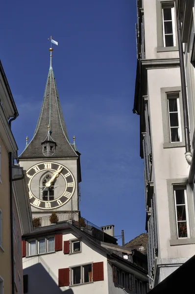 Πέτρου kirke πύργο του ρολογιού, Ζυρίχη — Φωτογραφία Αρχείου