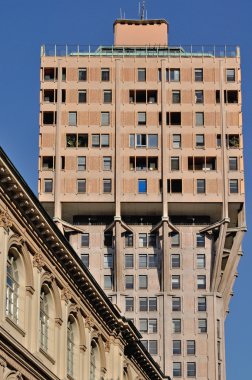 Velasca tower from erculea square, milan clipart