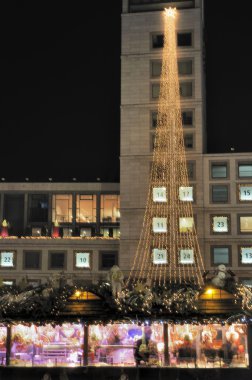 Town hall with christmas market, stuttgart clipart