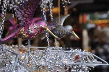 Glass bird at medieval market, esslingen clipart