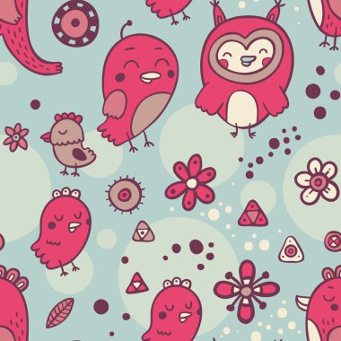 Cute pattern with red birds clipart