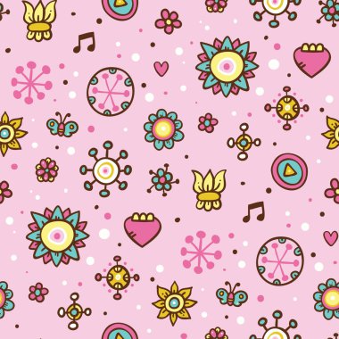 Cute pink floral seamless pattern clipart