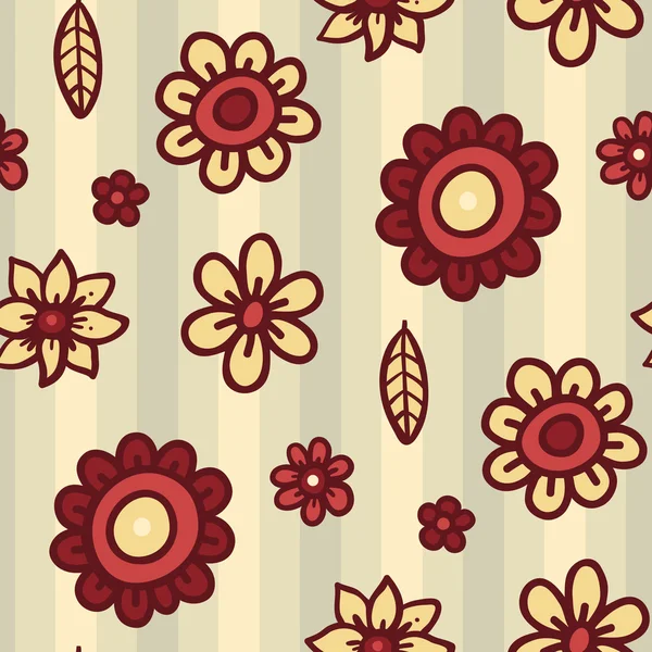用鲜花和条纹的美丽背景 — 图库矢量图片