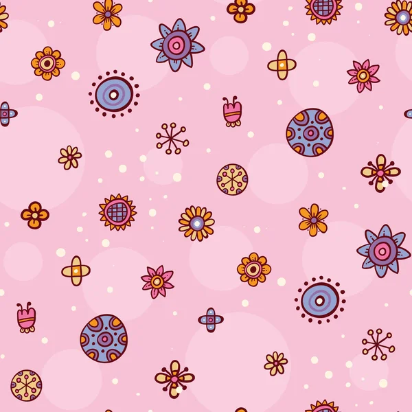 Beautiful pink pattern with cute flowers — Stock Vector