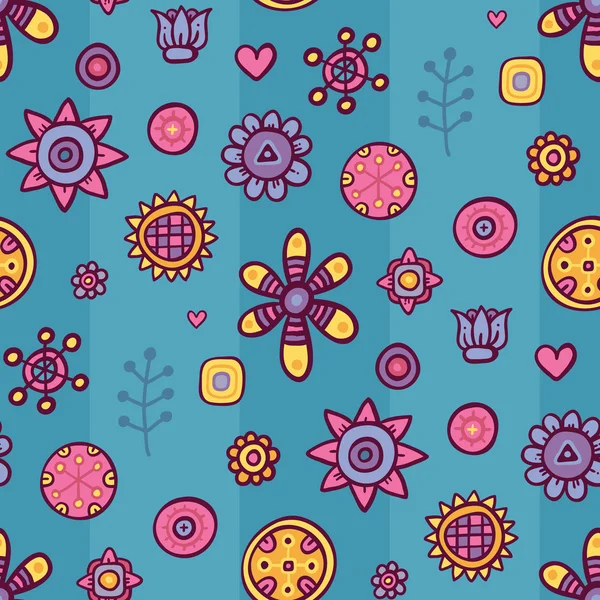 꽃과 추상 요소와 아름 다운 완벽 한 패턴 — 스톡 벡터
