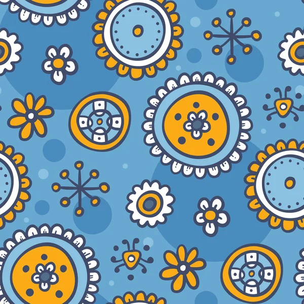 Blaues Muster mit niedlichen Blumen — Stockvektor