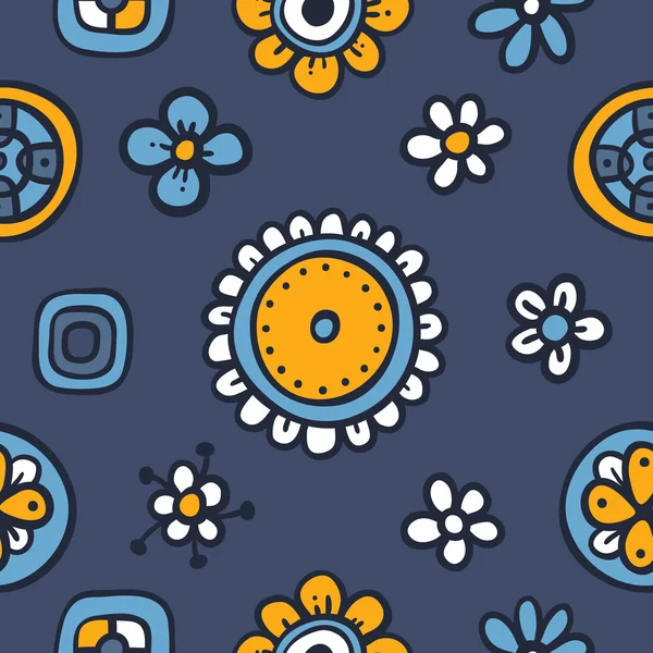 Patrón azul con elementos naranjas — Archivo Imágenes Vectoriales