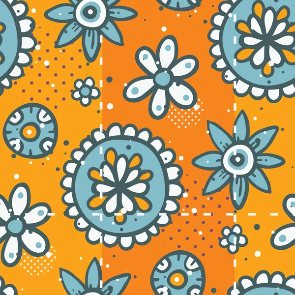 Bright orange pattern with floral elements — Stock Vector