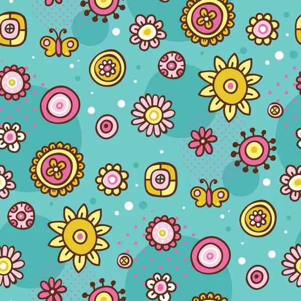 Χαριτωμένο μοτίβο με πεταλούδες και λουλούδια — Διανυσματικό Αρχείο