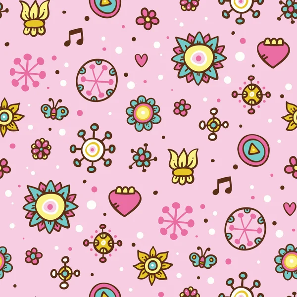 귀여운 핑크 꽃 원활한 패턴 — 스톡 벡터